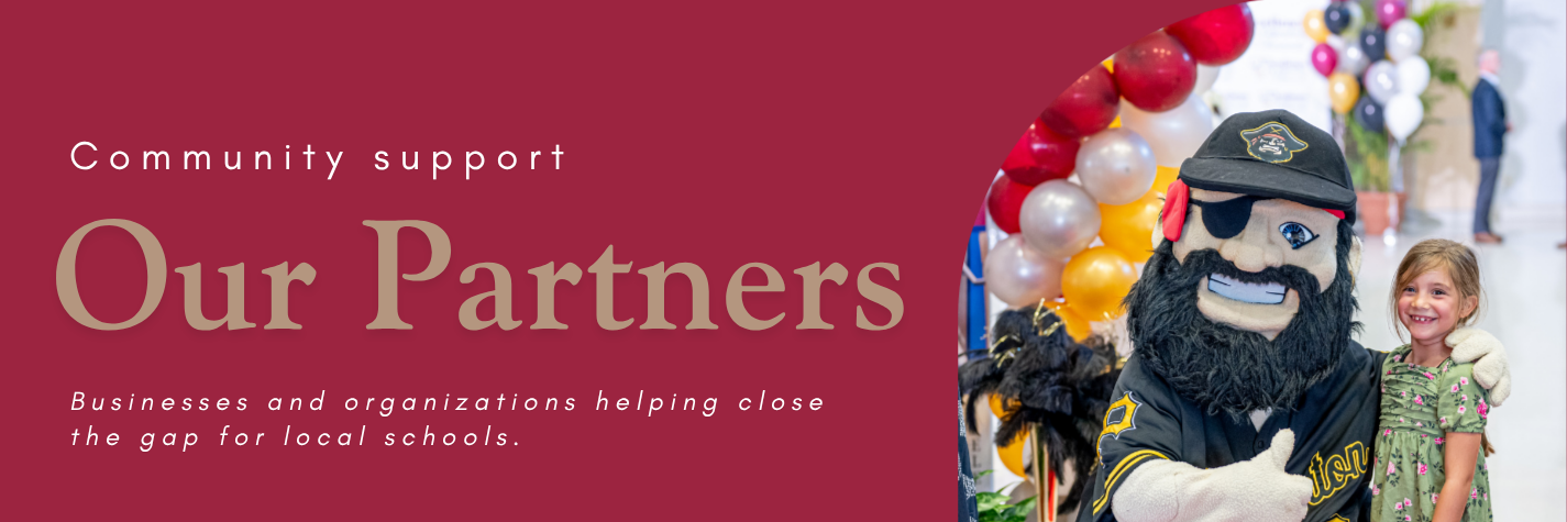 Our Partners title with Pittsburgh Pirates mascot and student